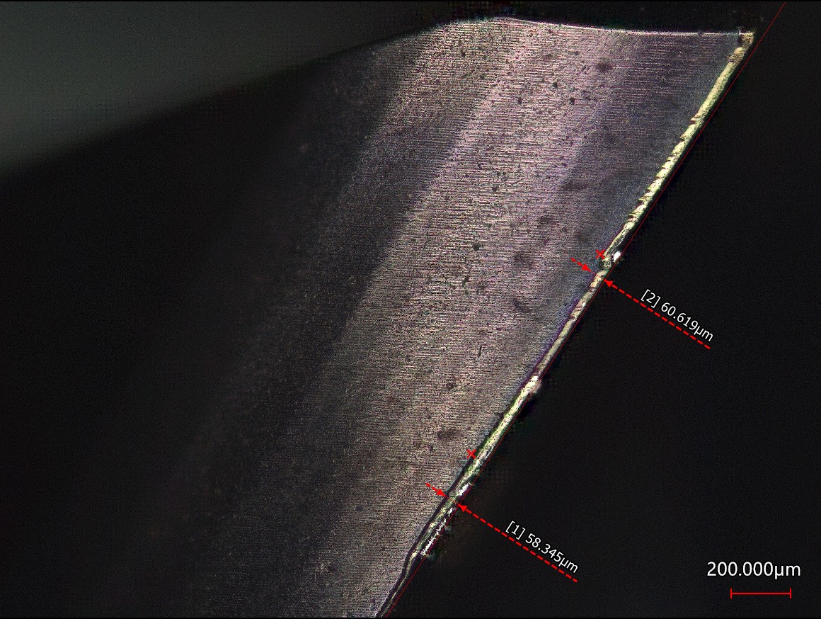 STATON TIXAL cutting edge after 50m milling